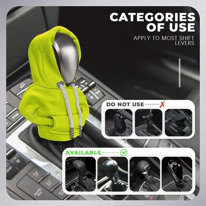 RGOAANC Gear Shift Hoodie, Gear Shift Cover, Fashionable Hoodie Automotive Gear Shift Knob Protector, Car Accessories Mini Sweater Gear Shift Knob Cover for Car Gear Shift Levers (Green-2PCS) - Image 5